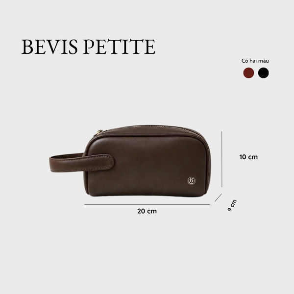 BEVIS PETITE – Túi Cầm Tay Nữ Da Bò Thật Vân Trơn Smooth Cao Cấp