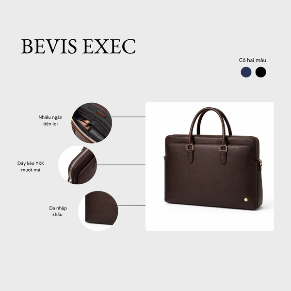 BEVIS EXEC – Cặp Da Nam Doanh Nhân Saffiano Cao Cấp | Cặp Công Sở Nam Sang Trọng