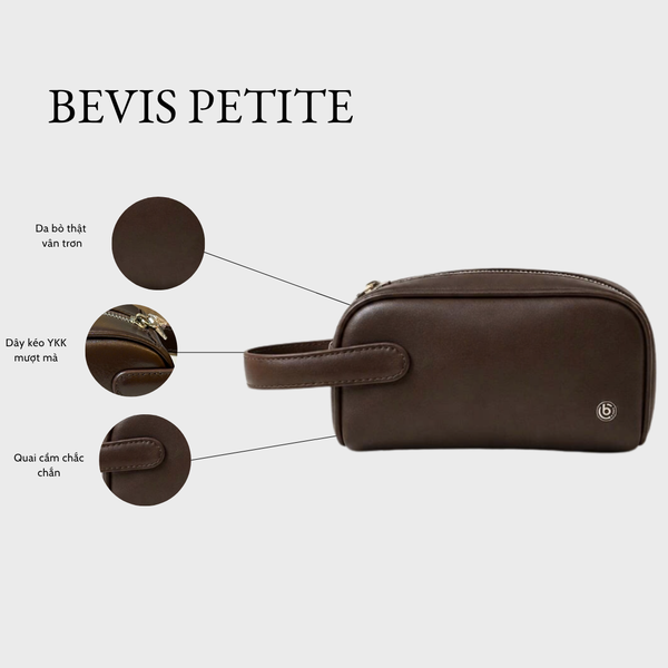 BEVIS PETITE – Túi Cầm Tay Nữ Da Bò Thật Vân Trơn Smooth Cao Cấp
