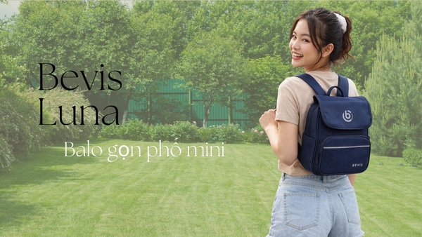Balo Mini BEVIS LUNA Nam Nữ Vải PVC Chống Thấm Nước - Balo Thời Trang Hàn Quốc Nhỏ Gọn Đựng Ipad Mini