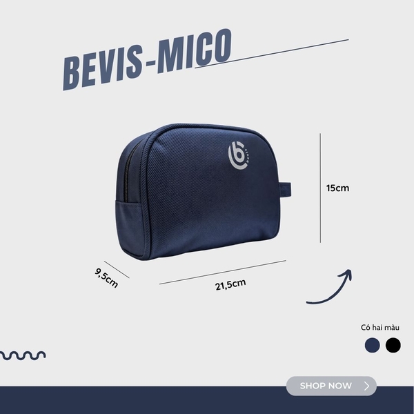 Bevis LUCENT  - Ví cầm tay nam da bò thật  Vân hạt Grain/ Vân Taiga xanh cao cấp