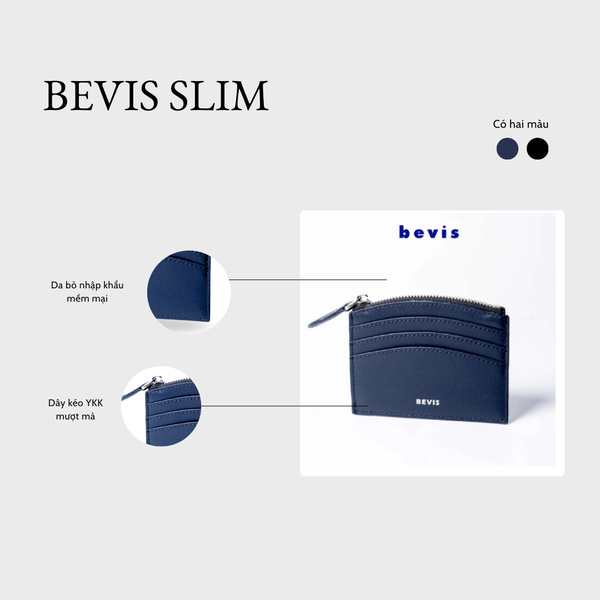 BEVIS SLIM 1– Ví Card Zip Da Đựng Namecard Cao Cấp | Ví Card Nhỏ Gọn, Mỏng Nhẹ