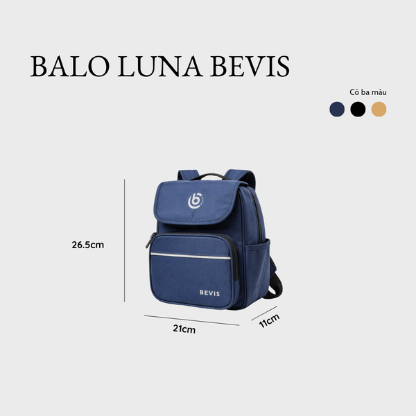 Balo Mini BEVIS LUNA Nam Nữ Vải PVC Chống Thấm Nước - Balo Thời Trang Hàn Quốc Nhỏ Gọn Đựng Ipad Mini