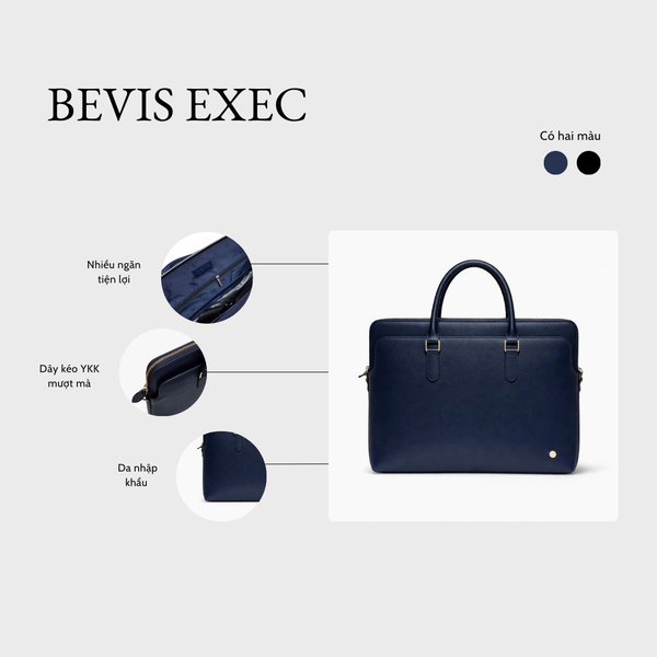BEVIS EXEC – Cặp Da Nam Doanh Nhân Saffiano Cao Cấp | Cặp Công Sở Nam Sang Trọng