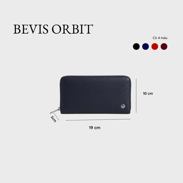 BEVIS ORBIT - Ví Dài Cầm Tay Da Bò Thật - Ví Nữ Nam Nhiều Ngăn Đựng Thẻ Cao Cấp