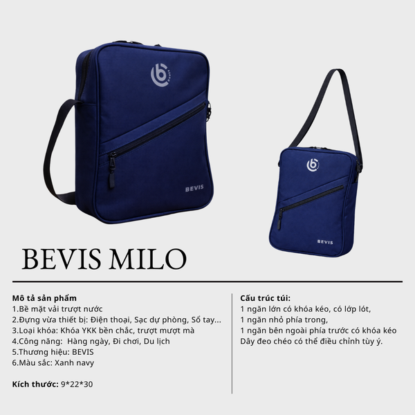 Túi Đeo Chéo Nam BEVIS MILO Vải PVC Chống Nước - Túi Đựng Ipad Mini Form Đứng Lịch Lãm Cho Công Sở