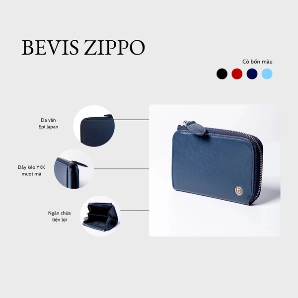 BEVIS ZIPPO – Ví Da Khóa Zip Da Bò Phong Cách Japan | Nhỏ Gọn – Thanh Lịch – Bền Bỉ