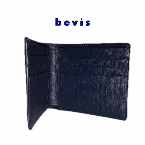 BEVIS EDGE – Ví Da Nam Da Bò Epi Japan Cao Cấp | Ví Nam Gập Đôi Màu Xanh Navy Sang Trọng