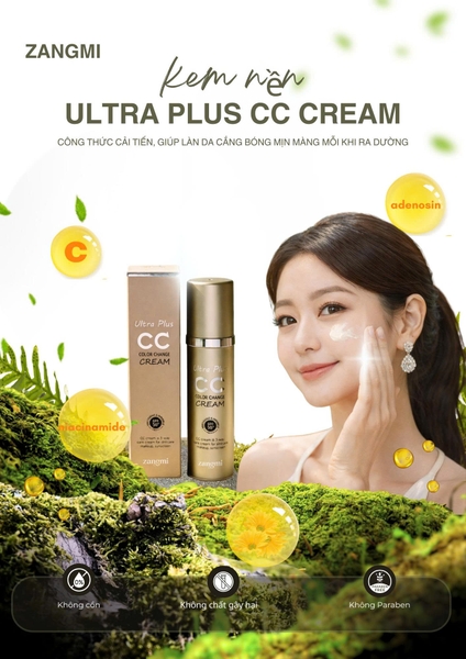Kem CC Cream ZANGMI Ultra Plus SPF50+ PA+++ Che Khuyết Điểm Nâng Tông Trắng Da Kiềm Dầu Hàn Quốc 50g