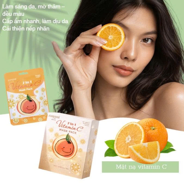Mặt Nạ Zangmi Vitamin C Mask Pack Dưỡng Sáng, Làm Đều Màu Da, Tươi Trẻ Tức Thì