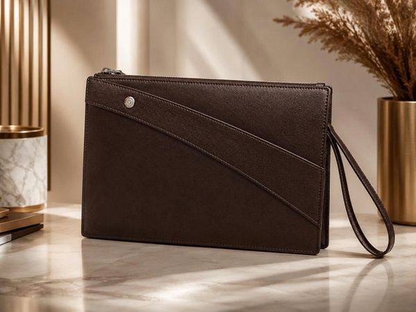 Clutch Nam Cao Cấp BEVIS MONARCH – Ví Cầm Tay Da Bò Thật  Vân Saffiano Signature[Bảo Hành 12 Tháng]