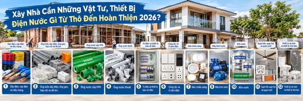 Xây Nhà Cần Những Vật Tư, Thiết Bị Điện Nước Gì Từ Thô Đến Hoàn Thiện 2026?