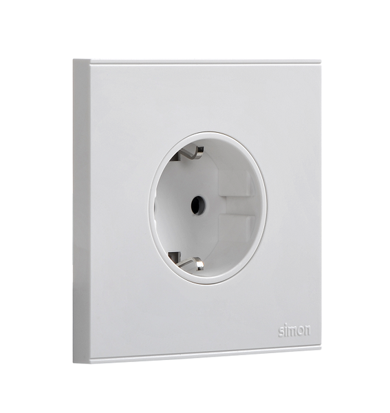 E6- Bộ Ổ cắm đơn Schuko 16A Simon 721687 Màu trắng