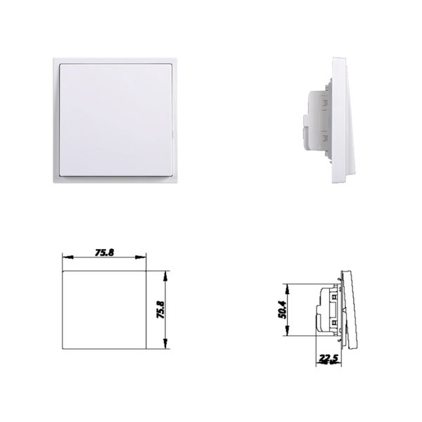 Kích Thước Module Công Tắc Đơn 1 Chiều Vuông Màu Trắng Simon I7 Mã 701011