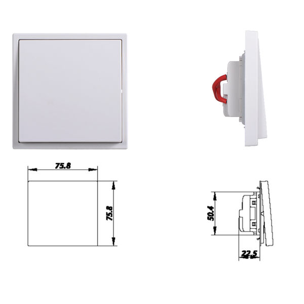 Kích Thước Module Công Tắc Đơn Trung Gian Vuông Màu Trắng Simon I7 Mã 701026