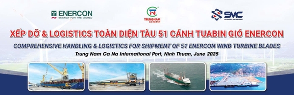 Chào mừng chuyến thiết bị điện gió siêu trường siêu trọng đầu tiên cập Cảng Quốc tế Trung Nam Cà Ná