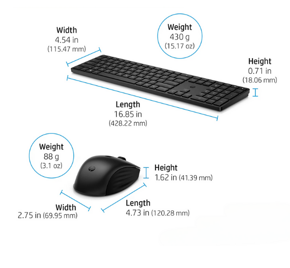 Bàn Phím Và Chuột HP 650 WL Màu Đen (4R013AA)