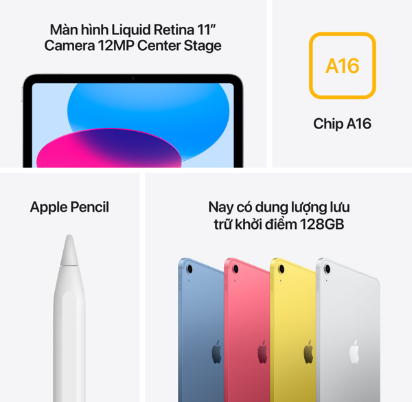 Ipad A16 128Gb Wifi Blue Box Chính Hãng - MD4A4ZA/A ( 6GB/ 128Gb/ Blue )