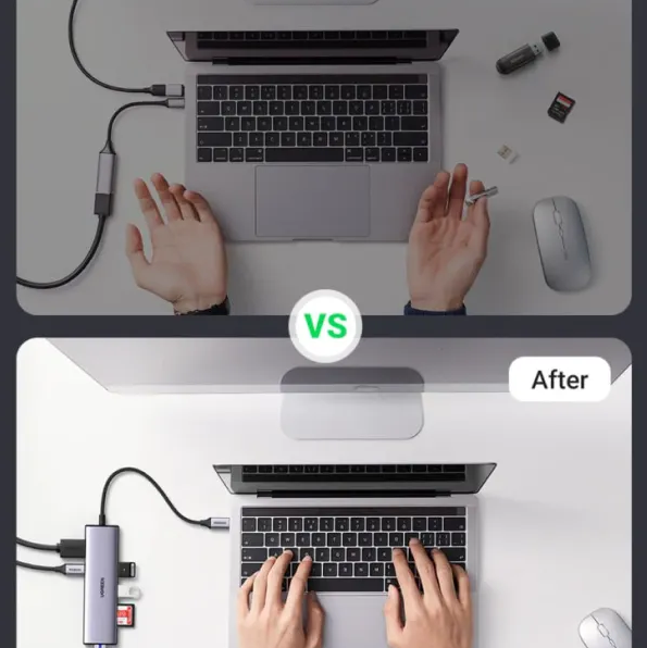 Bộ chuyển đổi USB Type-C sang HDMI+SD+TF+2 cổng USB 3.0+RJ45 Ugreen(90568)