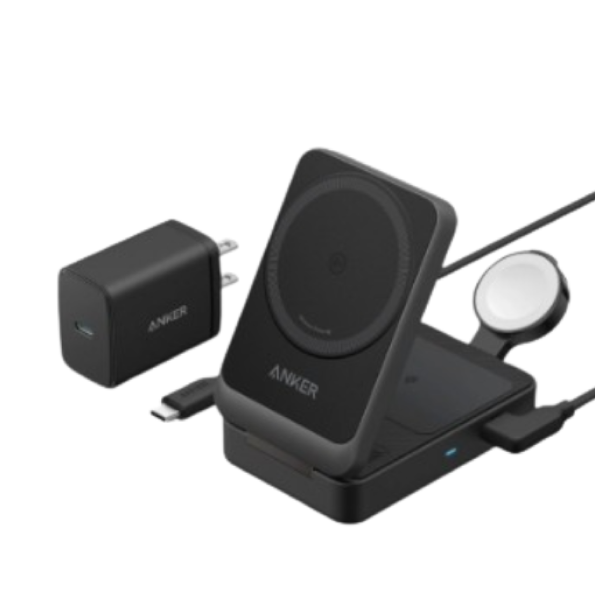 Đế sạc Anker Maggo gập 3 in 1 1C 15W kèm củ sạc + Cáp B2557