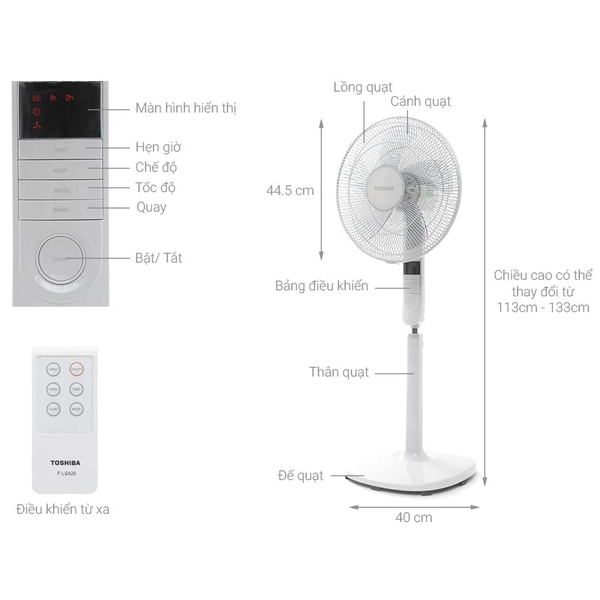 Quạt cây Toshiba F-LSA20(W/H)VN(Ghi) có khiển model 2022 - Hàng Chính Hãng