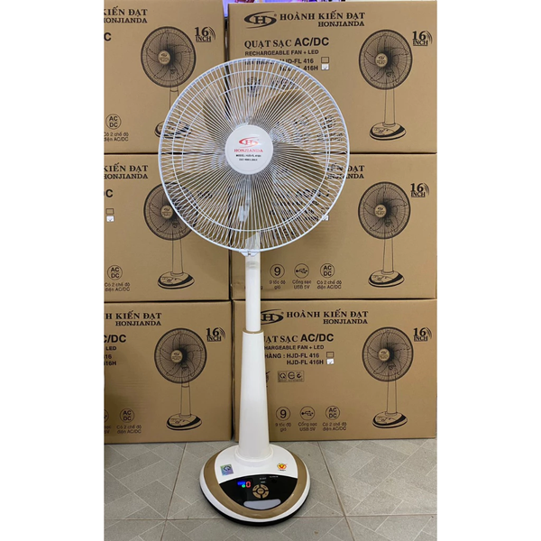 Quạt sạc/ Quạt Tích Điện HONJIANDA HJD-FL416 2 bình - Hàng Chính Hãng Bảo Hành 12 Tháng