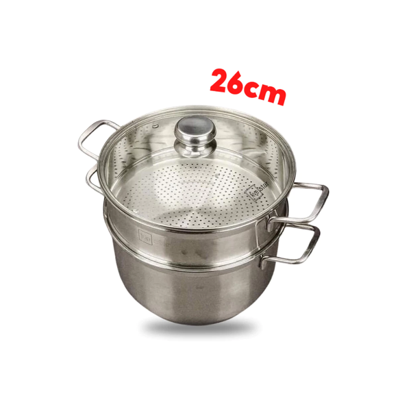 Bộ Nồi Xửng Hấp 3 Đáy inox 430 FiveStar Nắp Kính 02pcs - Kích Thước 24cm/26cm/28cm/30cm - Bảo Hành Chính Hãng
