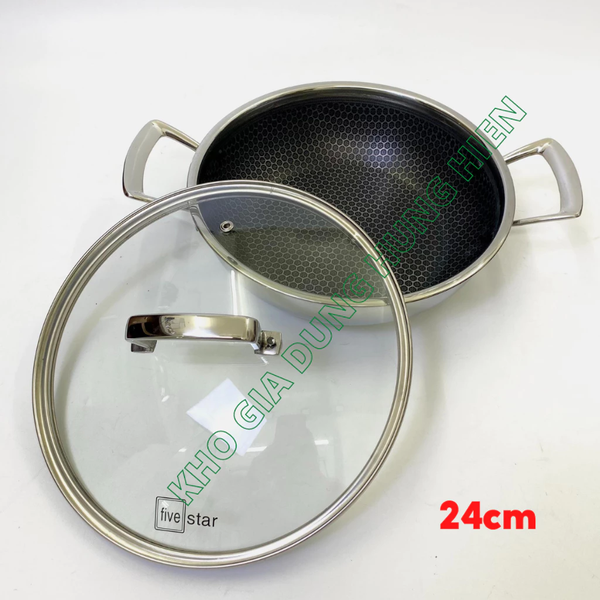 CHẢO CHỐNG DÍNH 3 LỚP INOX 304 2 QUAI BLACKCUBE size 24/26/28cm - HÀNG CHÍNH HÃNG