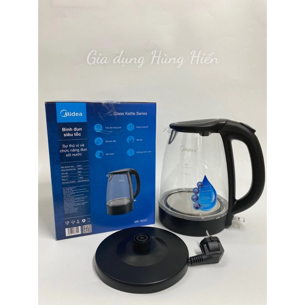 Ấm Siêu Tốc Thủy Tinh Midea MK-18GC (Bình Siêu Tốc, Ấm Đun Siêu Tốc Dung Tích 1.7L, Công Suất 1800W