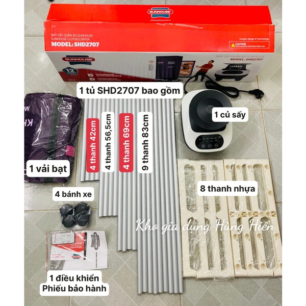 Tủ Sấy Quần Áo Sunhouse SHD2707 - Sấy Tối Đa 15kg Quần Áo - Công Suất 1500W - Bảo Hành Chính Hãng 12 Tháng