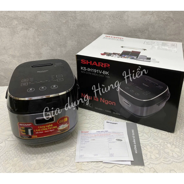 Nồi cơm điện cao tần Sharp KS-IH191V-BK - Dung tích 1.8L - Công suất 1300W - Hàng chính hãng - Bảo hành 12 tháng