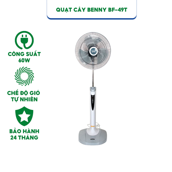Quạt cây Benny BF-49T - Công suất 60W - Điều khiển từ xa 7m - Bảo hành chính hãng 12 tháng