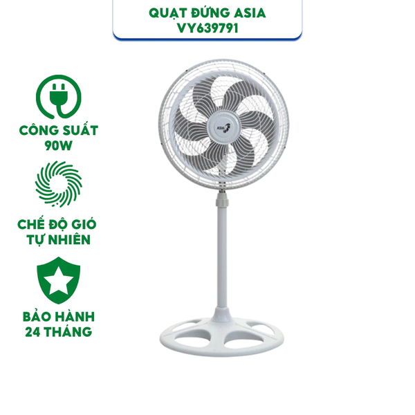 Quạt đứng Asia Turbo VY639791-Công suất 90W-6 cánh điều khiển nút vặn - Bảo hành chính hãng 24 tháng