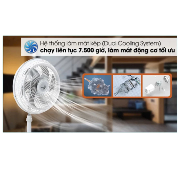 Quạt đứng Asia Turbo VY639791-Công suất 90W-6 cánh điều khiển nút vặn - Bảo hành chính hãng 24 tháng