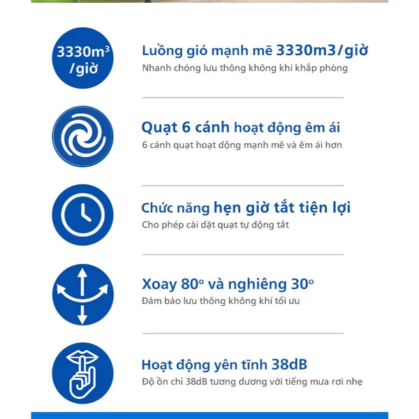 Quạt Đứng Philips CX1220/00 - Độ Ồn Thấp - Hàng Chính hãng Bảo Hành 24 Tháng
