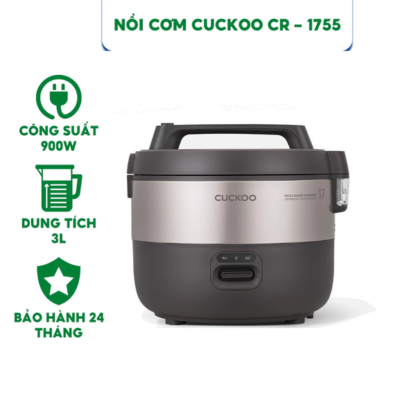 Nồi cơm điện cơ Cuckoo CR-1755 dung tích 3L - Hàng chính hãng bảo hành 24 tháng.