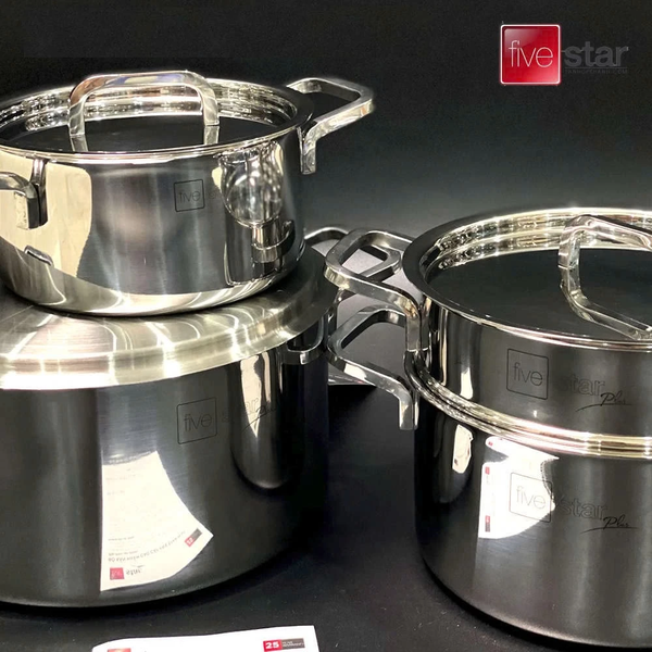 Bộ 4 Nồi Inox 304 Cao Cấp 3 Lớp Roman Fivestar FP-B4005 Nắp Inox 07pcs- Kích thước 16cm/18cm/20cm/24cm - Bảo Hành Chính Hãng