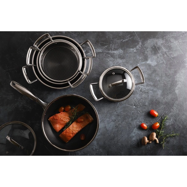 Bộ 4 Nồi Inox 304 Cao Cấp 3 Đáy Sillit Fivestar FP-B4011 Nắp Kính 10 pcs - Kích Thước 16cm/18cm/20cm/24cm - Bảo Hành Chính Hãng