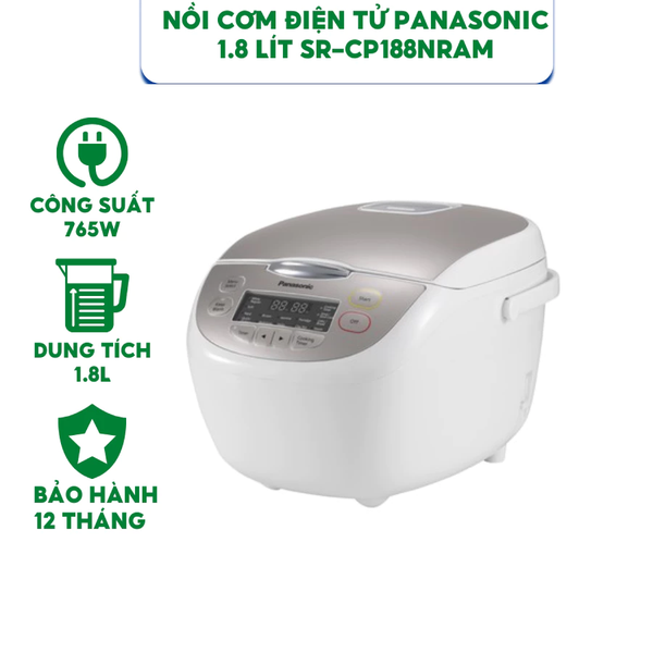 Nồi Cơm Điện Tử Panasonic SR-CP188NRAM 1.8 lít - Hàng chính hãng - Bảo hành 12 tháng