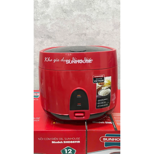 NỒI CƠM ĐIỆN SUNHOUSE SHD8611R - DUNG TÍCH 1.8L - CÔNG SUẤT 700W - HÀNG CHÍNH HÃNG BẢO HÀNH 12 THÁNG