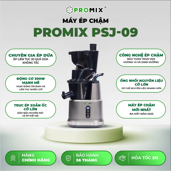 Máy ép chậm Promix PSJ-09 - Công suất 300W - Phiên bản mới nhất 2025- Dung tích 400ml - Hàng chính hãng Bảo hành 36 2025