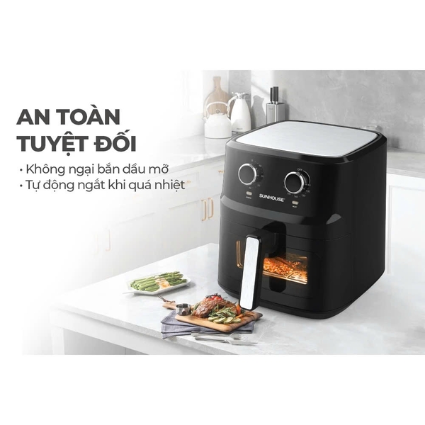 Nồi chiên không dầu Sunhouse SHD4030 - Dung tích 6.5L - Công suất 1700W - Hàng chính hãng bảo hành 12 tháng