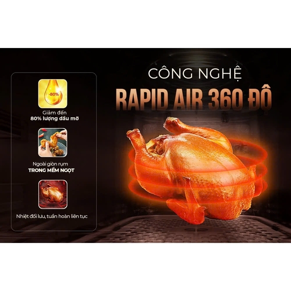 Nồi chiên không dầu Sunhouse SHD4030 - Dung tích 6.5L - Công suất 1700W - Hàng chính hãng bảo hành 12 tháng