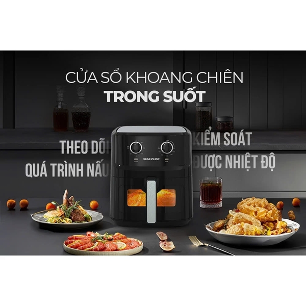 Nồi chiên không dầu Sunhouse SHD4030 - Dung tích 6.5L - Công suất 1700W - Hàng chính hãng bảo hành 12 tháng