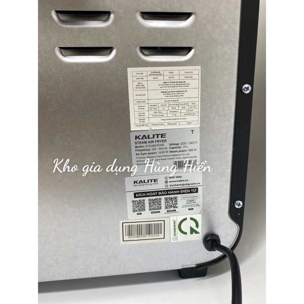 Nồi chiên không dầu hơi nước Kalite Steam Star - Dung tích 15 lít - Công suất 1635W - Hàng chính hãng bảo hành 24 tháng