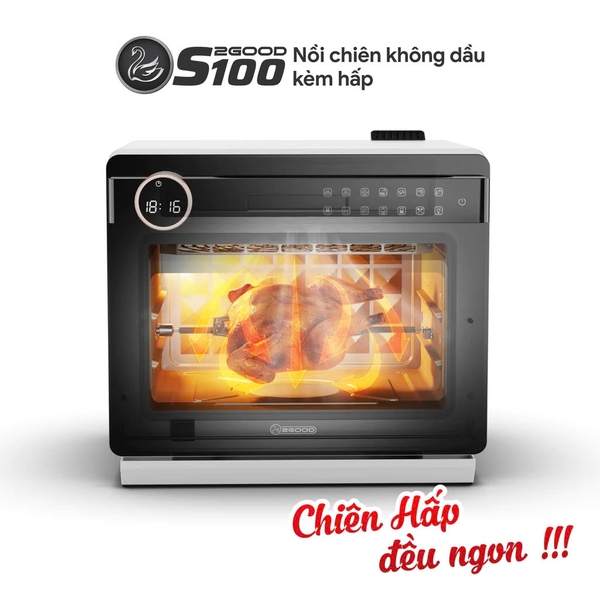 Nồi Chiên Không Dầu Kèm Hấp 2GOOD S100 - Dung tích 20 lít - Công suất 1800W - Hàng chính hãng bảo hành 12 tháng