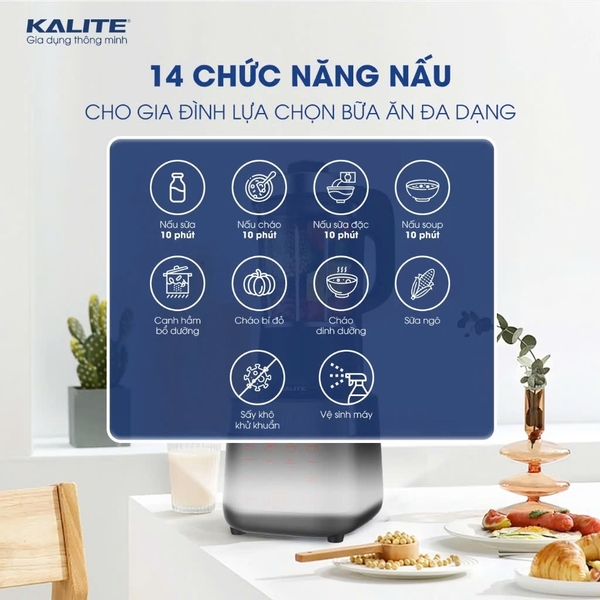 MÁY LÀM SỮA HẠT KALITE KL990P - Dug tích 1,75 lít - Công suất 2700W - Hàng chính hãng bảo hành 24 tháng