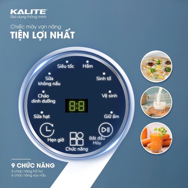Máy Làm Sữa Hạt Mini Kalite KCB12B - Dung tích 1.2 lít - Công suất 980W - Hàng chính hãng bảo hành 12 tháng
