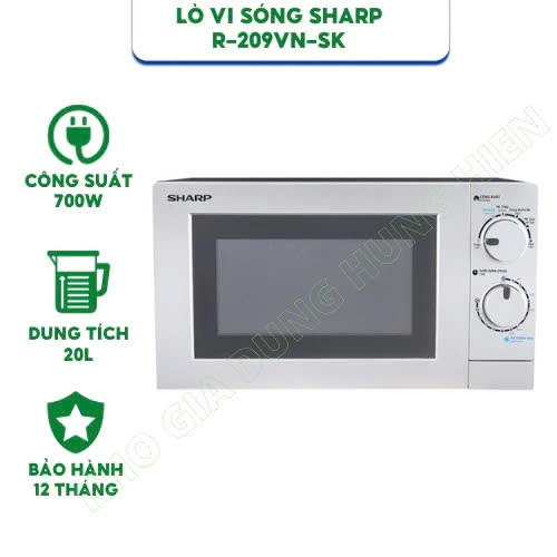 Lò vi sóng Sharp R-209VN-SK - Dung tích 20 lít - Công suất 700W - Hành chính hãng bảo hành 12 tháng