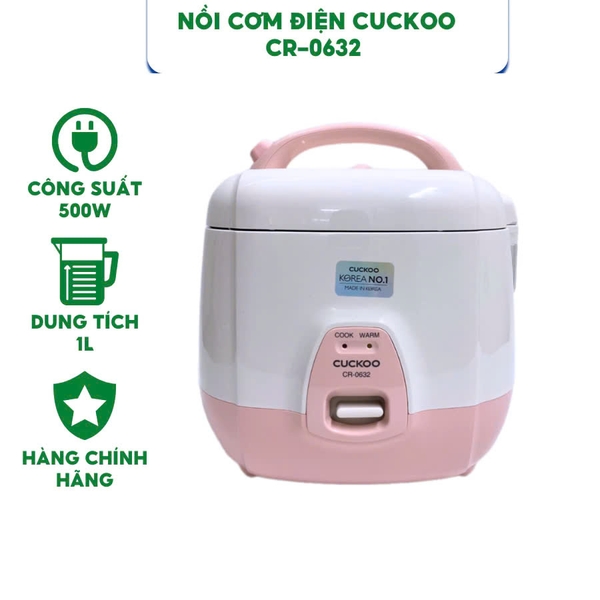 Nồi cơm điện Cuckoo CR-0632 - Dung tích 1 lít - Công suất 500W - Hàng chính hãng bảo hành 24 tháng